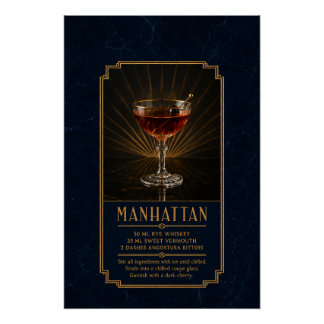 Manhattan Recept Poster | Bar Kunst Perfect Poster