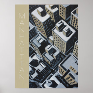 Manhattan Silhouet Blokken Poster