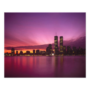 Manhattan Silhouet en Hudsonrivier, New York, 2 Foto Afdruk