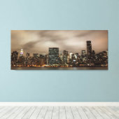 Manhattan Skyline bij nacht Canvas Afdruk (Insitu (Houten vloer))