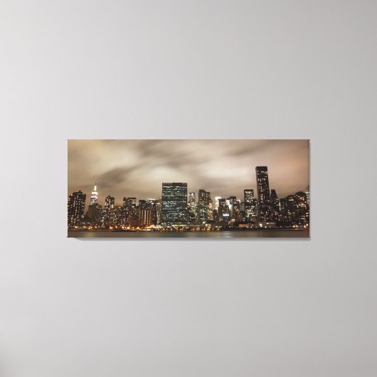 Manhattan Skyline bij nacht Canvas Afdruk (Voorkant)