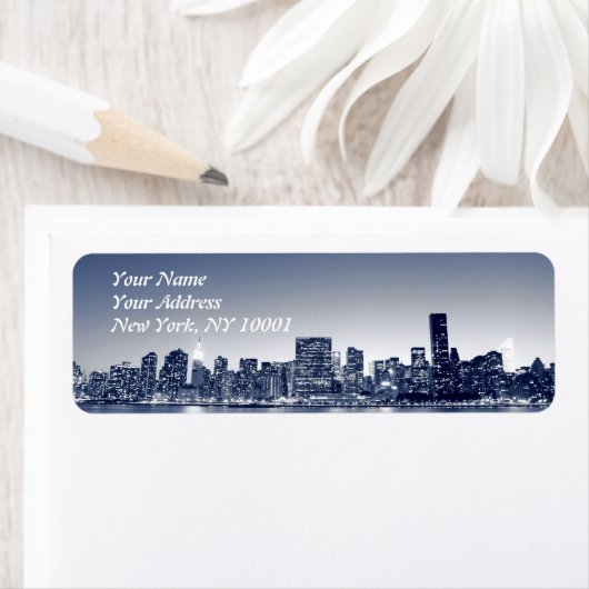 Manhattan Skyline bij nacht, New York City Etiket (Insitu)