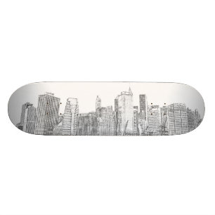 Manhattan Skyline bij nacht Skateboard