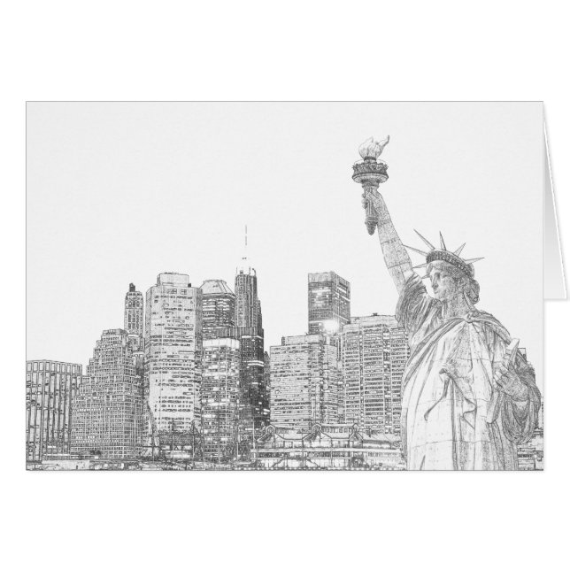 Manhattan Skyline et la statue de la liberté (Devant horizontal)