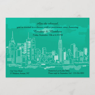 Manhattan Skyline Rehearsal Dinner Invitation Kaart