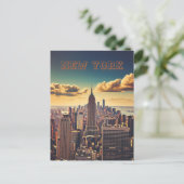 Manhattan Skyline retro  Sunset Briefkaart (Staand voorkant)