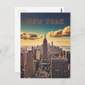 Manhattan Skyline retro  Sunset Briefkaart (Voorkant / Achterkant)