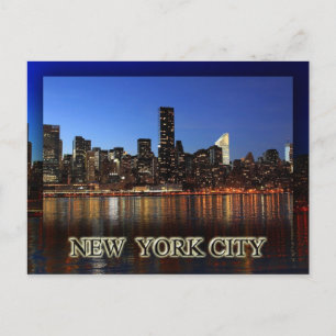 Manhattan skyline 's nachts - New York City Briefkaart