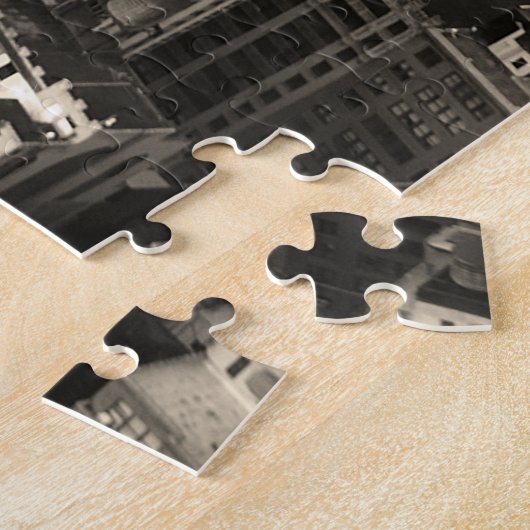 Manhattan skyline, zwart-wit antenne. legpuzzel (Zijkant)