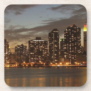 Manhattan Skyscrapers bij nacht Bier Onderzetter
