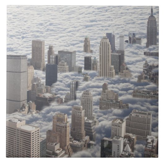 Manhattan under Cloudy Sky Tegeltje (Voorkant)
