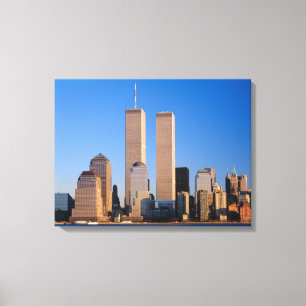 Manhattans skyline en Hudsonrivier, New York, Canvas Afdruk
