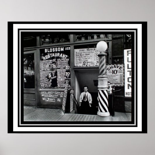 Manhatten Barber Shop Restaurant Poster 16 x 20 (Devant)