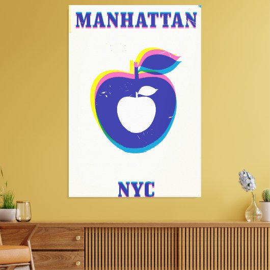 Manhatten NYC  "Big Apple"-reisposter Canvas Afdruk (Insitu (Woonkamer))
