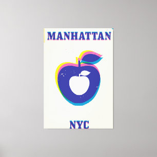 Manhatten NYC  "Big Apple"-reisposter Canvas Afdruk