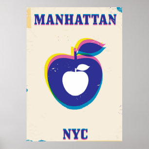 Manhatten NYC "Big Apple"-reisposter Poster