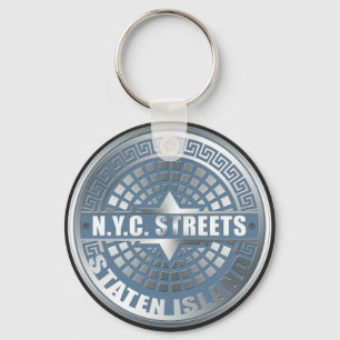 Manhole Staten Island Blauw Sleutelhanger