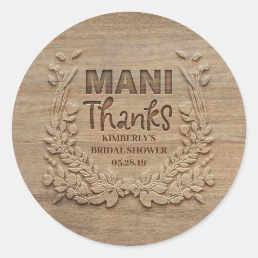 Mani Bedankt - rustiek dank u Ronde Sticker (Voorkant)