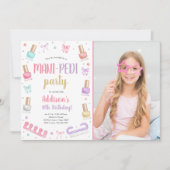 Mani-Pedi Party Manicure and Pedicure Bow Birthday Kaart (Voorkant)