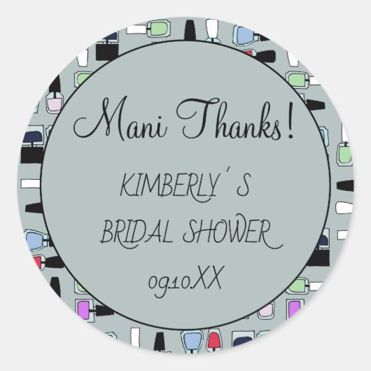 Mani thanks nagellak ronde sticker (Voorkant)