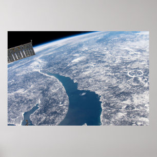Manicouagan krater en de St. Lawrence rivier Poster