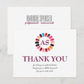 Manicure Nagelstudio Eenvoudige Witte Bedankingsco Briefkaart (Voorkant / Achterkant)