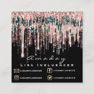 Manicure Nail Artist Drip Glitter Social Roos Blac Vierkante Visitekaartje