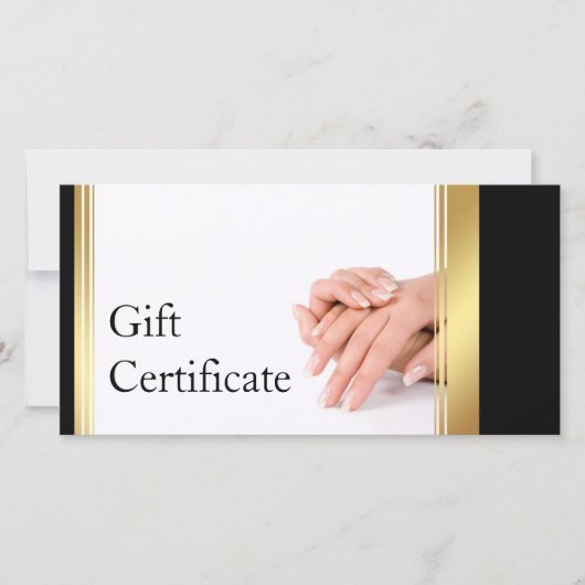 Manicure Nail Salon Gift Certificaat Eenvoudig Wit Bedankkaart (Voorkant)