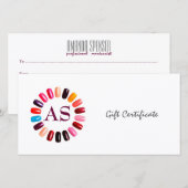 Manicure Nail Salon Gift Certificaat Eenvoudig Wit Bedankkaart (Voorkant / Achterkant)