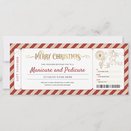 Manicure Pedicure Kerstcadeaubon Kaart (Voorkant)