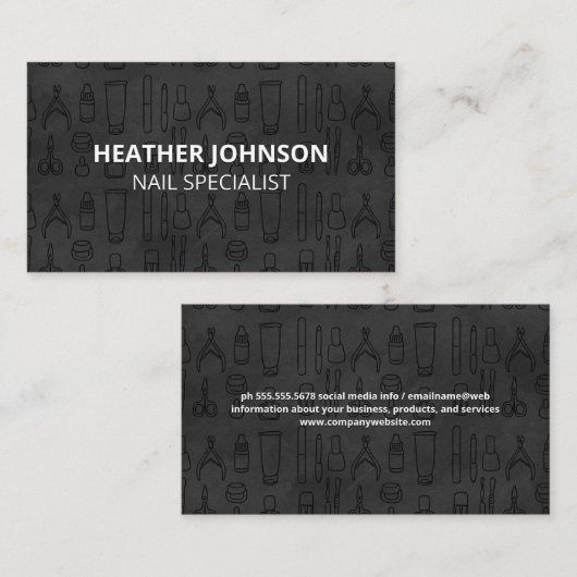 Manicure Tools Pattern Visitekaartje (Voorkant / Achterkant)