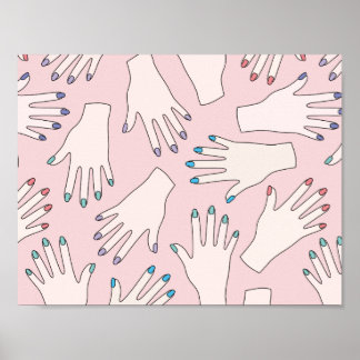 Manicured Hands Nail Studio Pink Pastel Patroon Poster