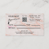 Manicurist Nail-technicus Blush Roos Marmer Visitekaartje (Achterkant)