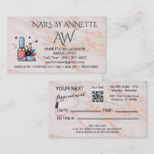 Manicurist Nail-technicus Blush Roos Marmer Visitekaartje (Voorkant / Achterkant)