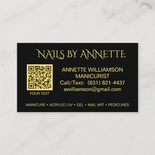 Manicurist Nail-technicus Gold Accent Visitekaartje (Voorkant)