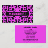 Manicuriste Hot rose Damask Carte de visite (Devant / Derrière)