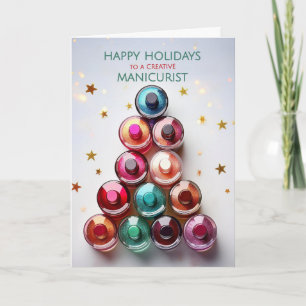 Manicuriste Kerst Nagellak Flessen Boom Feestdagen Kaart