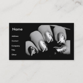 Manicuristische nagels in zwart-wit visitekaartje