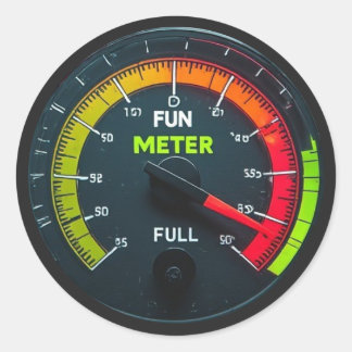 Manier Te Veel Plezier Meter Klassieke Ronde Stick Sticker