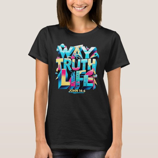 Manier Waarheid Leven Levendige Neon Art T-shirt (Voorkant)