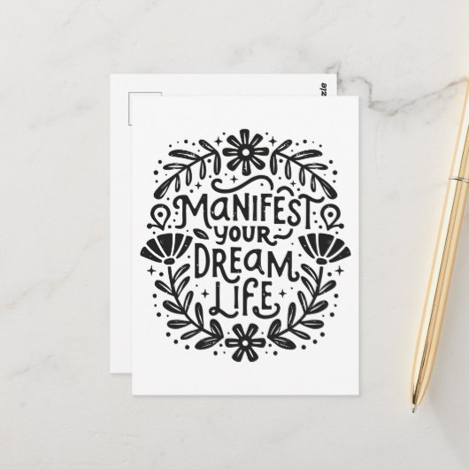 Manifest uw droomleven spirituele bevestiging briefkaart (Voorkant / Achterkant in situ)