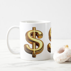 Manifest Wealth Gold Dollar Sign Koffiemok