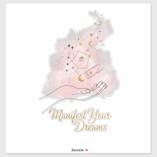 Manifest Your Dreams Sticker - Celestial Boho  (Feuille)