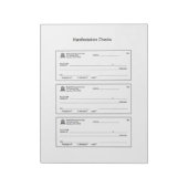 Manifestatie controleert geld blanco cheques notitieblok (Gedraaid)