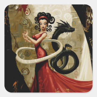 Manifesterende intentie occulte donkere hekserige  vierkante sticker