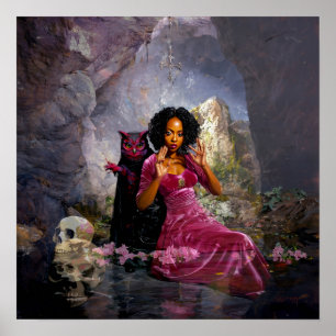 Manifesterende Intentie Witchy AI Art Matte Waarde Poster