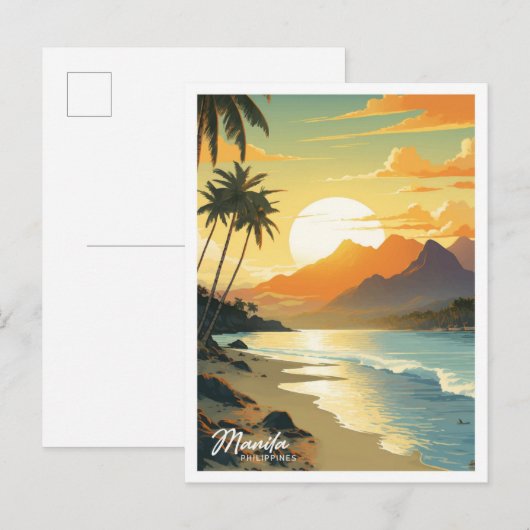 Manila Filipijnen Vintage Travel Illustration Briefkaart (Voorkant / Achterkant)