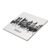 Manila Filippijnen Skyline BW Tegeltje (Zijkant)