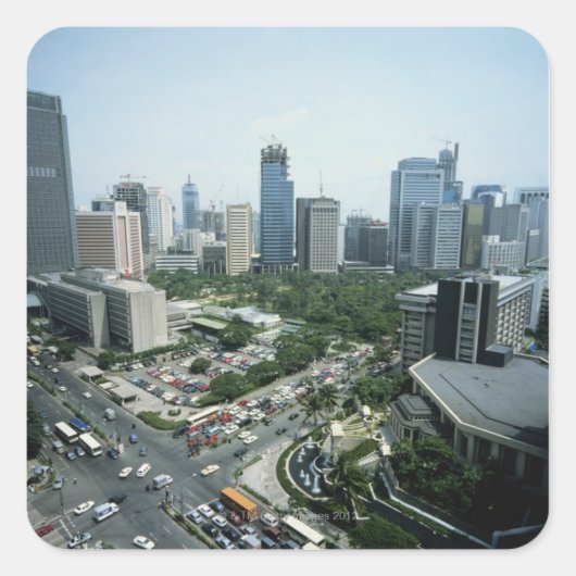 Manila Skyline Vierkante Sticker (Voorkant)