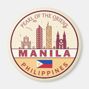 Manilla Filipijnen City Skyline Emblem Magneet